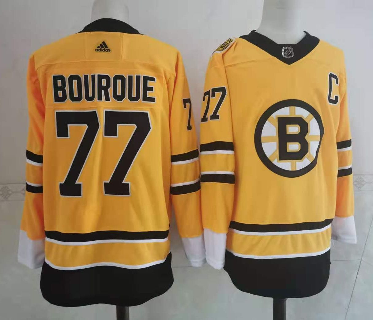 Adidas Men Boston Bruins 77 Bourque Authentic Stitched yellow NHL Jersey